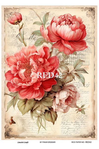 LİNEART Brass Decopage Paper LA-RED42