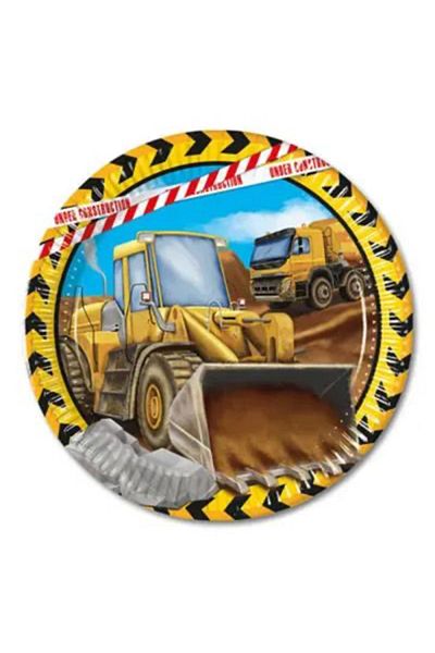 Kikajoy Construction Machinery Cardboard Plate 23cm 8 Pieces