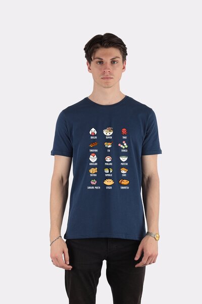 DOT تي شيرت للجنسين لطيف كاواي سوشي فيش رامين ثقافة يابانية أنيمي مانغا