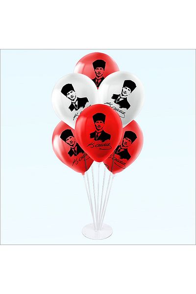 PartAntalya ATATURK Illustrated 7 Balloons and 7 Balloon Stands