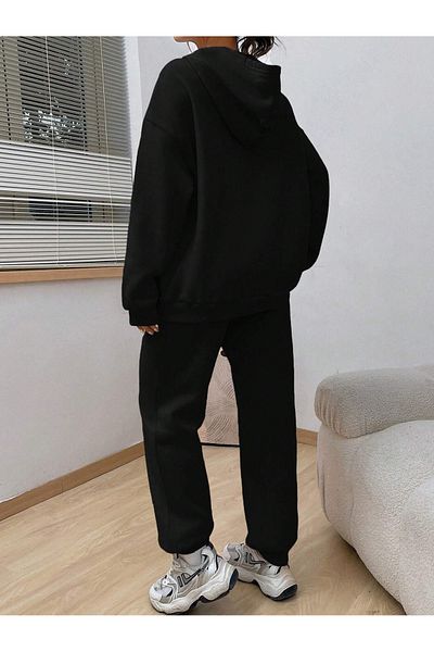 Boi Σετ αθλητική φόρμα Los Angeles California Combination Bottom Top - Μαύρη εμπριμέ μεγάλη λαστιχένια κουκούλα