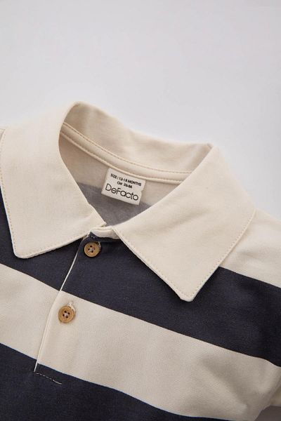 DeFacto Polo Neck Striped Baby Girl Dress - Long Sleeve B9588a523wn