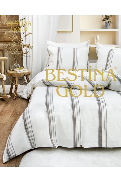 BESTİNA GOLD Harmony Hues Yarn-Dyed Natural Double Duvet Cover Set BEDLESS Duvet Cover Set