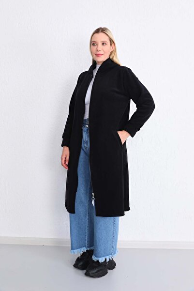 Kardelen Butik Ümraniye Siyah Hırka Büyük Beden Fermuarlı
