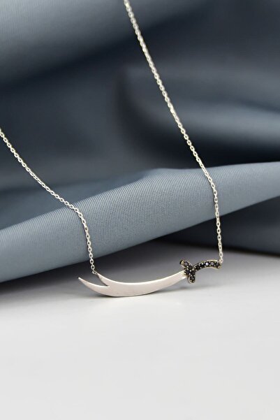 Sinsirella 925 Ayar Gümüş Rodyum Kaplama Taşlı Zülfikar Kılıç Kolye