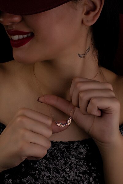 Sinsirella 925 Ayar Zirkon Renkli Taşlı Melek Kanadı Gümüş Kolye