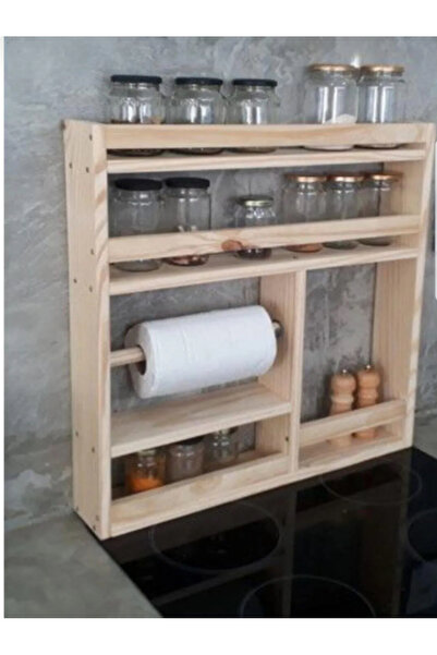 narım Tezgah üstü doğal ahşap raf terek50x60cm