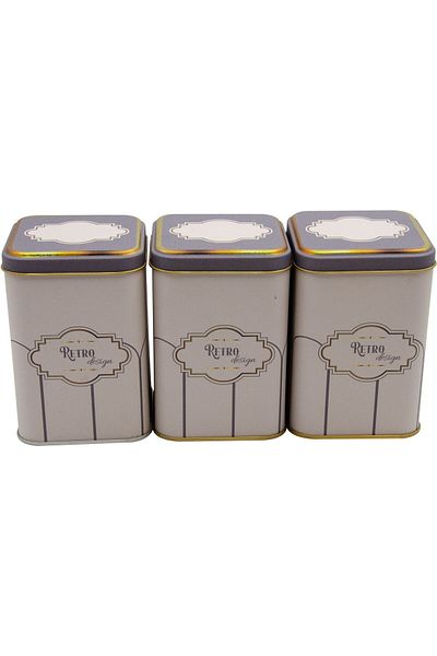 EVLE Erb25u6 Square Metal Storage Container 87x87x125, Set of 3, Retro