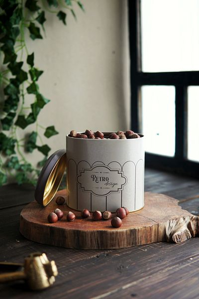 EVLE Er004-u6 Retro Patterned Oval Metal Storage Container 11x15 Cm