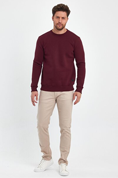 EXPLODE - Erkek Bordo 3 İplik Şardonlu Sweatshirt