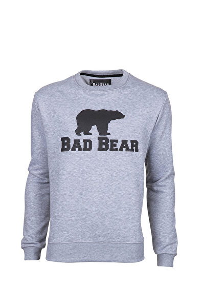 Bad Bear Crewneck Gray Melange Printed Men's Sweatshirt