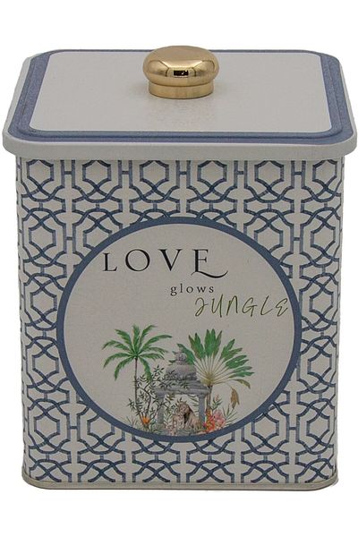 EVLE Er023-6ı Forrest Gray Love Patterned Square Metal Storage Container 12x12 Cm