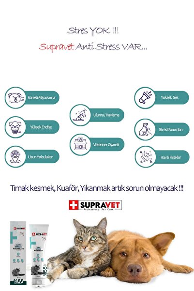 Supravet Anti Stress Relax Paste Sakinleştirici Kedi Macunu 100 gr (Şekersiz ) ( %55 Extra Malt )