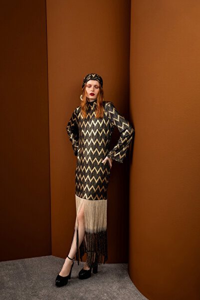 ALLSENCES Zigzag Dress Tassel Black Gold