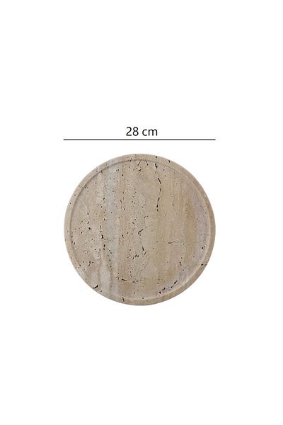 Sümeyra Marble Art Airy - Natural Travertine Presentation Tray | 28cm |