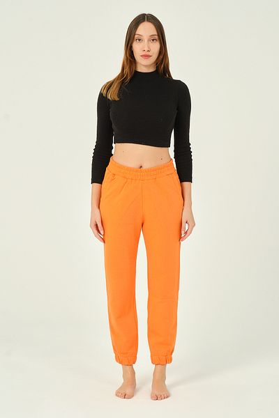 İntensive Πορτοκαλί ψηλόμεσο ελαστικό Basic Jogger Sweatpants - 100% βαμβάκι