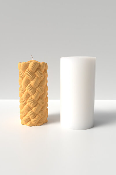 Cageartstudio Desenli Örgü Silindir Mum Silikon Kalıp - Dekoratif Mum Kalıbı ...