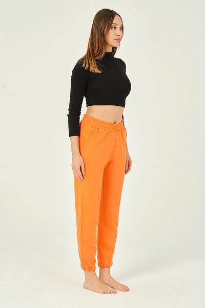 İntensive Πορτοκαλί ψηλόμεσο ελαστικό Basic Jogger Sweatpants - 100% βαμβάκι