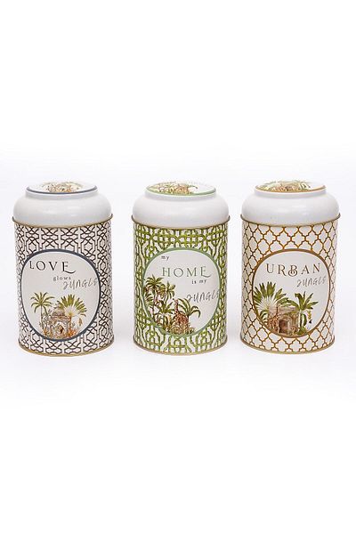 EVLE 3-Piece Metal Storage Container Set Ø105 Food Container Jar Set, Forrest Erb04u3