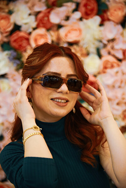 CALDİNİ نظارة شمسية مستقطبة على شكل عظمة بنية اللون للنساء CS045 C16