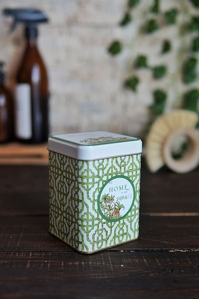 EVLE Er018-8ı Forrest Green Home Patterned Square Metal Storage Container 9x9 Cm