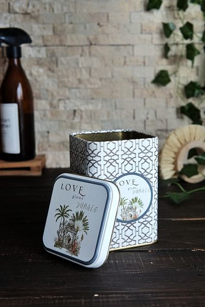 EVLE Er018-6ı Forrest Gray Love Patterned Square Metal Storage Container 9x9 Cm