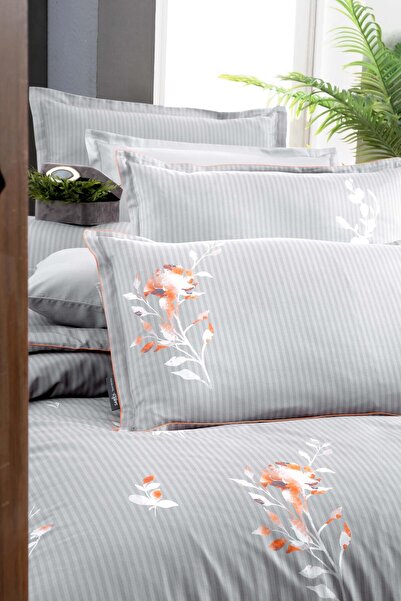 Sarev Gray Lıda Satin Duvet Cover Set King Size