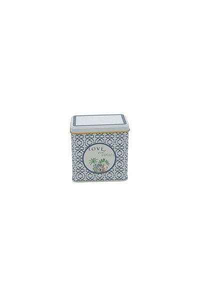 EVLE Forrest Grey Love Patterned Square Metal Storage Box - 8x12 cm