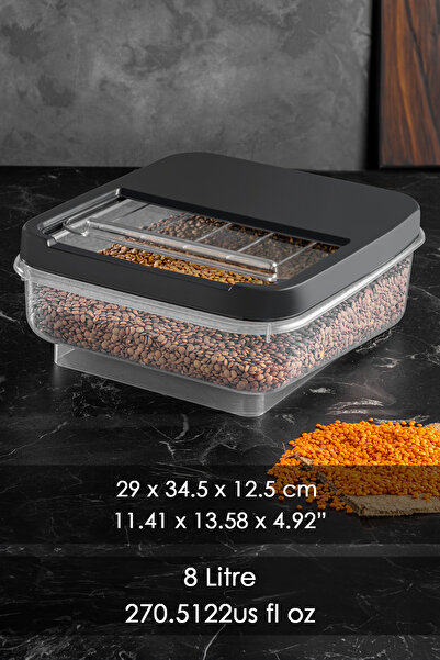 Meleni Home 2 عبوة 8 لتر - صندوق تخزين متعدد الأغراض مع غطاء منزلق، صندوق تخزين منظم متعدد الأغراض أنثراسايت