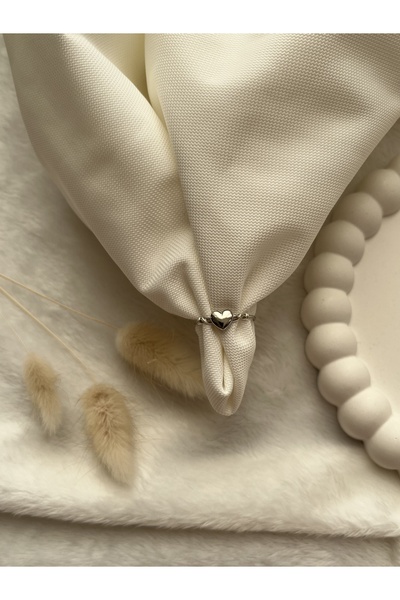 PelvedDesign خاتم سلك فضي مصنوع يدويًا قابل للتعديل مع تفاصيل قلب