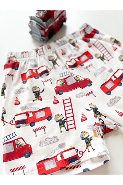 KEY KIDS İtfaiye Desen Yazlık %100 Pamuk Şort