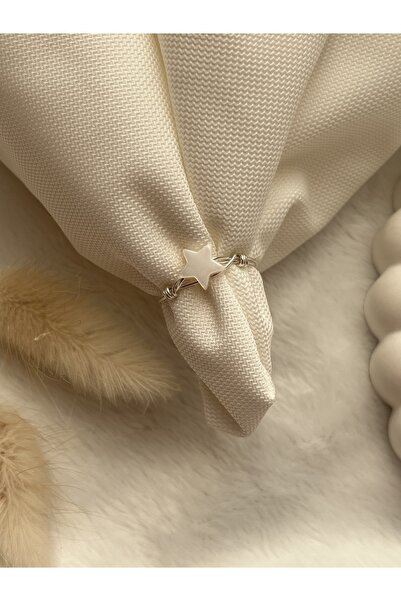 PelvedDesign خاتم سلك من الحجر الطبيعي على شكل نجمة أم اللؤلؤ