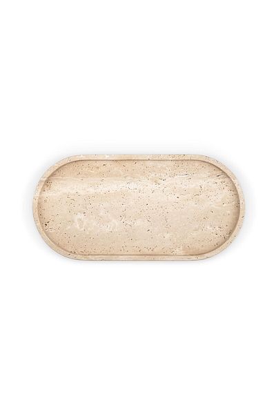 Sümeyra Marble Art Vanily - Natural Travertine Presentation Tray | Oval Tray | 28*15cm |