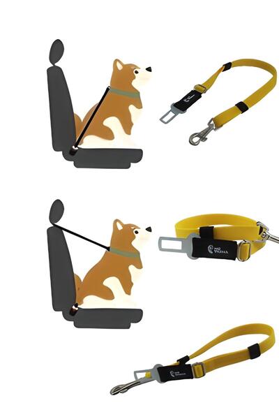 MgTasma Evcil Hayvan Araç Emniyet Kemeri Kedi Köpek Araba Oto Tasması Kedi Köpek Emniyet Kemeri Sarı