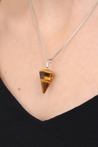 Crystalclem Tiger Eye Natural Stone Pendulum Pendulum
