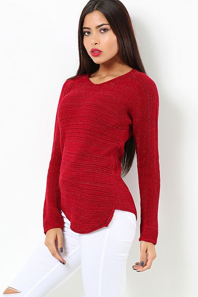 AVORWE Pulover subțire din tricot cu decupaj asimetric cu decolteu în V