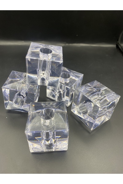 Hedef Bijuteri 2 Adet Büyük Küp,Kübik Model 46mm Küp Şeffaf Akrilik Boncuk Av...