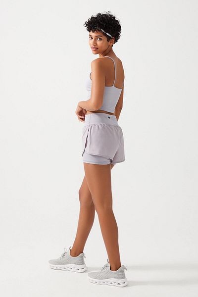 Los Ojos Graue 2-Lagen-Sportshorts für Damen – Strumpfhosen mit Shorts 2in1