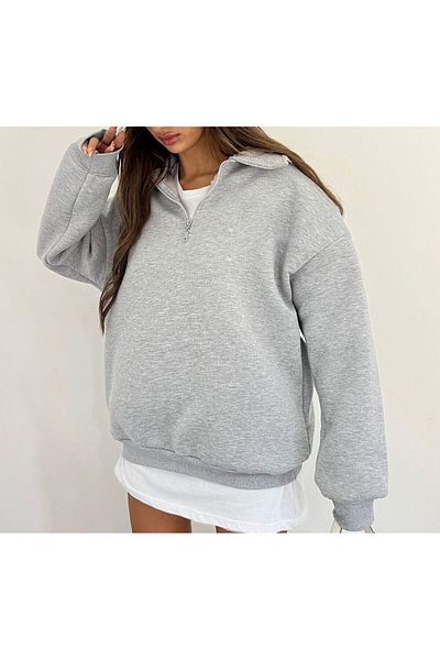 Machetta Unisex Plus Size Unprinted Φούτερ με κουκούλα με μισό φερμουάρ