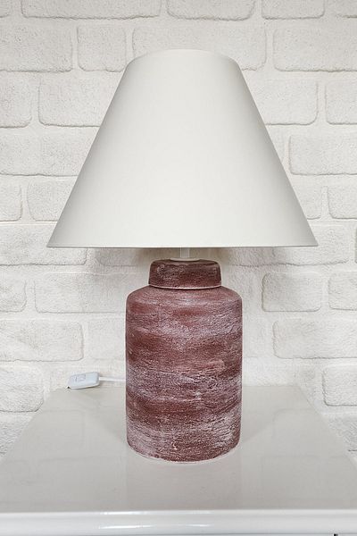 Qdec Vintage Ceramic Lampshade Cylinder Red-Conical White