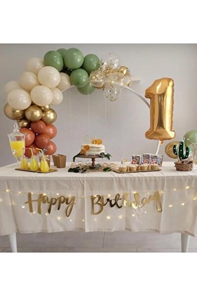 MFM Set baloane cu lanț pentru ziua de naștere din aur de 1 an 100 cm