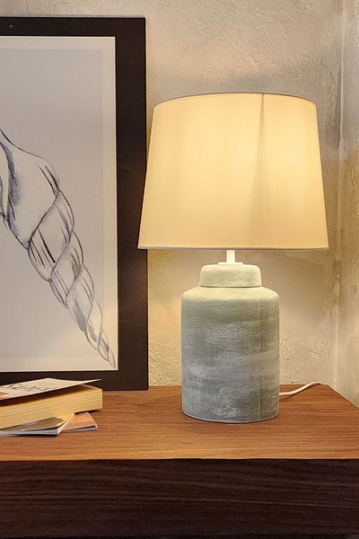 Qdec Vintage Ceramic Lampshade Cylinder Green-White
