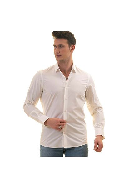 Exve Exclusive Λευκό πουά Dobby Slim Fit πουκάμισο σε λευκό