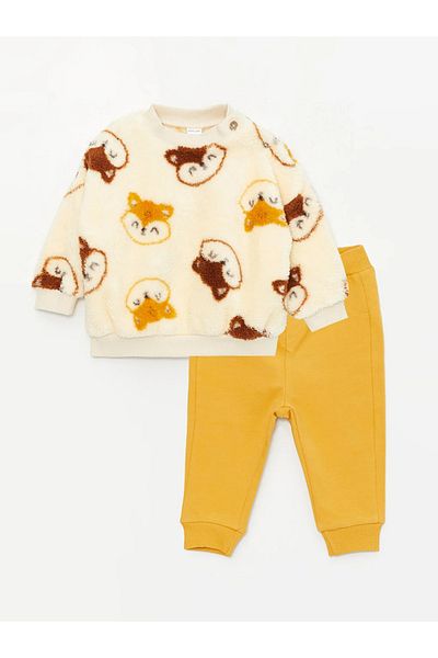 LC Waikiki LCW baby Crew Neck Printed Long Sleeve Baby Boy Sweatshirt and Sweatpants Set of 2