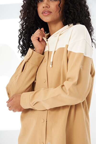 MİA NOURA gabardine-hooded-shirt