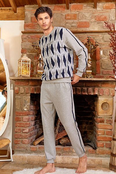 Cossy By Aqua Plaid Pattern Fleece Long Sleeve Pajama Set Cossy by Aqua 24419-L