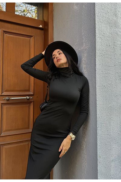 minaaise Rochie neagră cu mâneci lungi, cu mâneci lungi, 26283