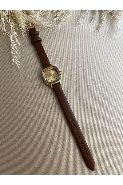 QUARTZ Retro Minimal Vintage Leather Cord Women's Wristwatch Distressed case