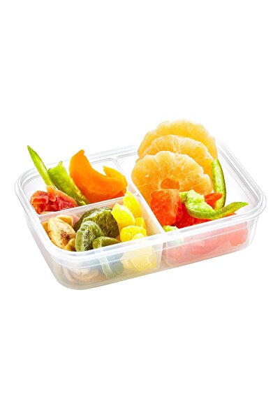 Emofom Fresh Box 3 Compartment Storage Container 1000 ml Airtight Liquid Leak Proof Feeding Container