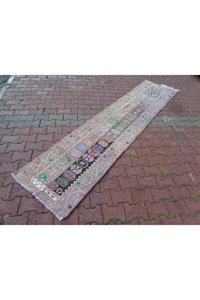 Renkli Yolluk Kilim, El Yapımı Kilim, Mutfağınıza Kaymaz Kilim, Koridora Kilim Yolluk 330x74 Cm t70